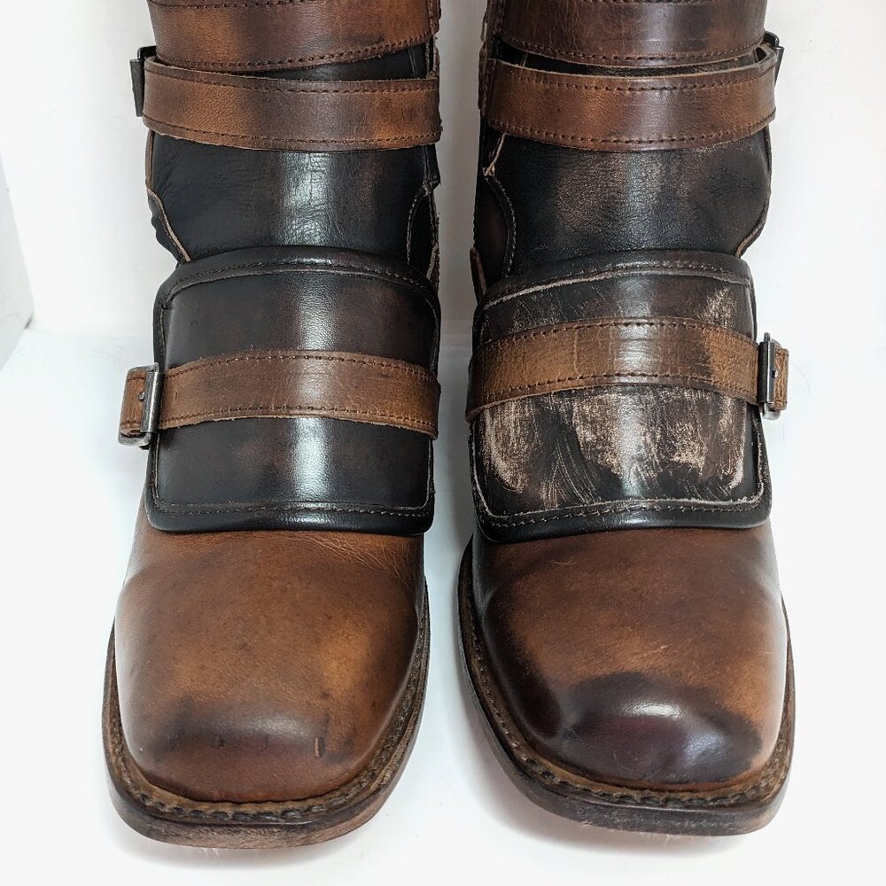 Freebird Darlin Cognac Size 11 Leather Strappy Ankle Boots Square Toe - Picture 14 of 14